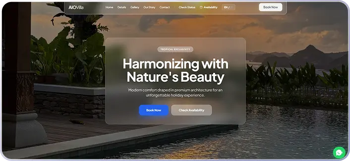 AIO Villa Lombok web booking interface